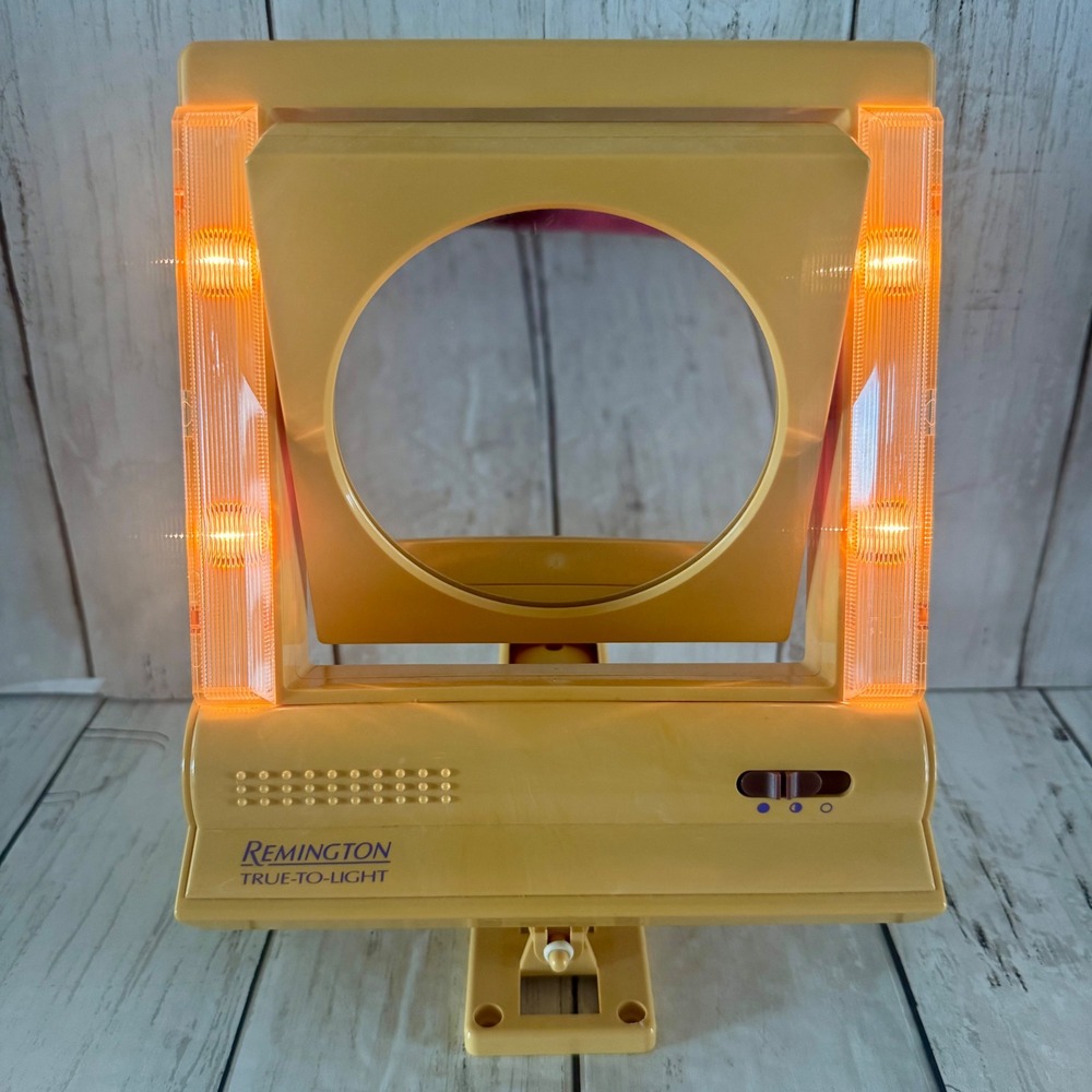 Remington True-To-Light Portable Lighted Makeup Mirror Yellow Model LM-5 Vintage